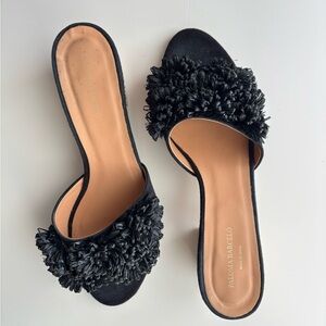 PALOMA BARCELÓ Black Floral Appliqué Slip On Sandal Size 41 US 10